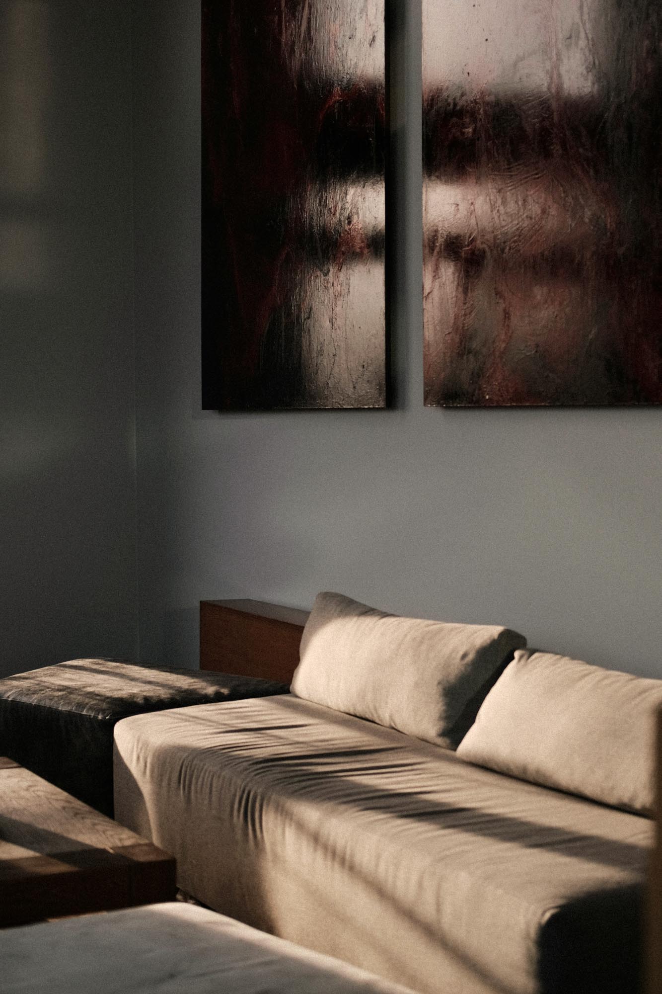 Layered living room interior styled after a home transition in Nashville Tennesse