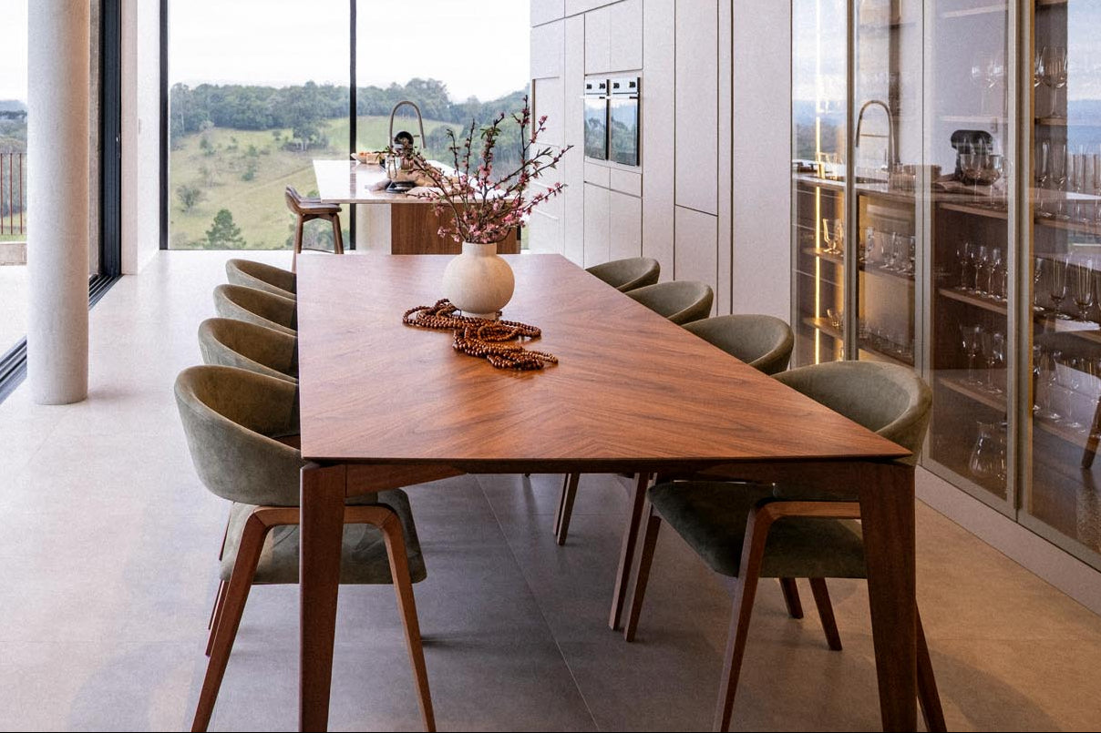 Right-sized dining room designed for downsizing to a smaller home
